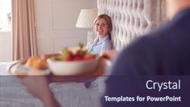  Presentation with wedding anniversary - Audience pleasing slide deck consisting of man-bringing-woman-breakfast backdrop and a wine colored foreground