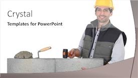  Presentation with building - Cool new presentation theme with man building wall backdrop and a white colored foreground
