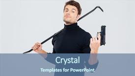  Presentation with charging gun man hands charging - Theme with man burglar posing with gun background and a ocean colored foreground