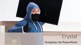  Presentation with house - Audience pleasing slide deck consisting of man-burglar-stealing-tv-set backdrop and a lemonade colored foreground