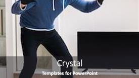  Presentation with house - PPT theme featuring man-burglar-stealing-tv-set background and a dark gray colored foreground