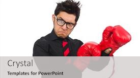  Presentation with boxing - Presentation design having man businessman with red boxing gloves background and a light gray colored foreground