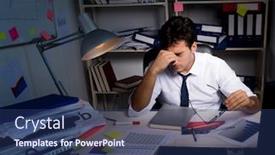  Presentation with late - Presentation having man-businessman-working-late-hours background and a ocean colored foreground