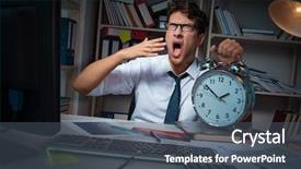 Presentation with late - Theme enhanced with man businessman working late hours background and a dark gray colored foreground