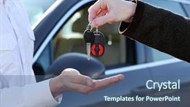  Presentation with car buying - Cool new presentation design with man buying car backdrop and a ocean colored foreground