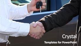  Presentation with car buying - Presentation theme with man buying car background and a dark gray colored foreground