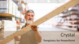  Presentation with diy - Slide deck having man buying construction wood background and a coral colored foreground