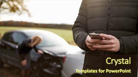  Presentation with car accident - Colorful PPT layouts enhanced with man calling to report car backdrop and a wine colored foreground