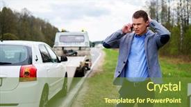  Presentation with tow truck - Cool new theme with man calling while tow truck picking up his broken car backdrop and a tawny brown colored foreground
