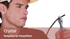  Presentation with electrical - Cool new presentation with man carefully cutting electrical wire backdrop and a red colored foreground
