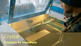  Presentation with woodworking - Presentation theme having man-carpenter-operating-cnc-laser background and a tawny brown colored foreground