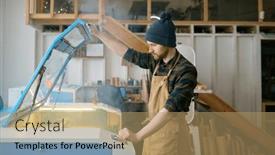  Presentation with woodworking - PPT theme consisting of man-carpenter-operating-cnc-laser background and a  colored foreground