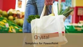  Presentation with bag - Colorful PPT theme enhanced with man-carries-full-shopping-bag backdrop and a coral colored foreground