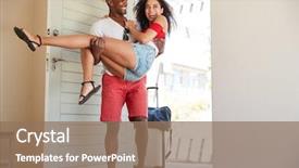  Presentation with honeymoon - Presentation enhanced with man carries woman over threshold background and a coral colored foreground