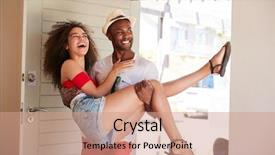  Presentation with honeymoon - Colorful PPT theme enhanced with man carries woman over threshold backdrop and a coral colored foreground