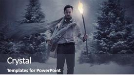  Presentation with coal burning power plant - Cool new slides with man carrying a burning torch backdrop and a ocean colored foreground