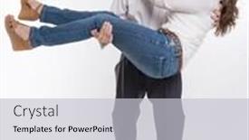  Presentation with birthday wife - Theme enhanced with man carrying his scared wife in his arms background and a light gray colored foreground