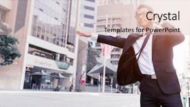  Presentation with taxi - Colorful theme enhanced with man catch mobilphone - waving for a taxi backdrop and a  colored foreground