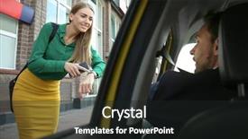  Presentation with transportation taxi from his cell - Audience pleasing PPT layouts consisting of man catch mobilphone - young beautiful woman catching taxi backdrop and a dark gray colored foreground