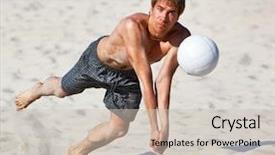  Presentation with sports volleyball - Cool new presentation with man catching ball in volleyball backdrop and a soft green colored foreground