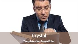  Presentation with old-book - Audience pleasing PPT theme consisting of man caucasian teacher historian reading backdrop and a  colored foreground