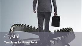  Presentation with risk - Amazing PPT theme having man caught in mouse trap in risk business concept backdrop and a gray colored foreground