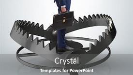  Presentation with risk - Amazing PPT layouts having man-caught-in-mouse-trap backdrop and a gray colored foreground