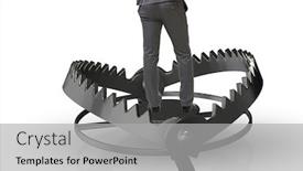  Presentation with risk - Slide deck enhanced with man-caught-in-mouse-trap background and a light gray colored foreground