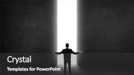  Presentation with light - Slide deck consisting of man cave - business person looking at wall background and a dark gray colored foreground