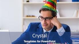  Presentation with celebrate office success - Presentation theme having man-celebrating-birthday background and a ocean colored foreground