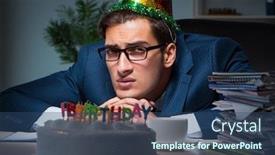  Presentation with celebrate office success - Presentation design consisting of man-celebrating-birthday background and a ocean colored foreground