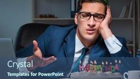  Presentation with birthday - Audience pleasing PPT theme consisting of man-celebrating-birthday backdrop and a ocean colored foreground