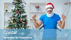  Presentation with broken home - Audience pleasing slide deck consisting of man celebrating christmas at home backdrop and a teal colored foreground