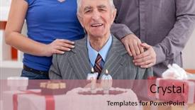  Presentation with 70th birthday - Audience pleasing PPT layouts consisting of man celebrating his 70th birthday backdrop and a coral colored foreground