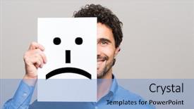  Presentation with joyful - PPT theme with man changing his mood background and a light blue colored foreground