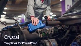  Presentation with change a flat car tire - Presentation with man changing oil in car background and a wine colored foreground