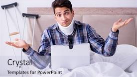  Presentation with online predators - Audience pleasing slide set consisting of man chatting online via webcam backdrop and a light blue colored foreground