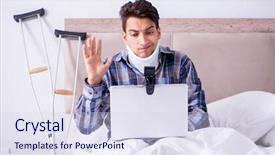 Presentation with bed - Beautiful presentation theme featuring man chatting online via webcam backdrop and a  colored foreground