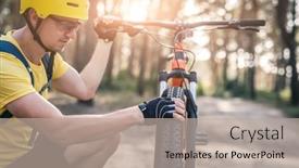  Presentation with tire - PPT theme with man-cheching-tire-pressure background and a mint green colored foreground