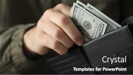  Presentation with banknotes - PPT theme enhanced with man-checking-american-dollars-banknotes background and a  colored foreground