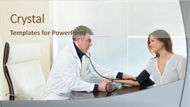  Presentation with blood pressure - Audience pleasing PPT layouts consisting of man checking blood pressure cuff backdrop and a  colored foreground