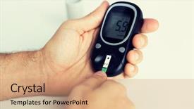  Presentation with home health care - Amazing slides having man checking blood sugar level backdrop and a coral colored foreground