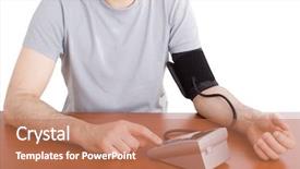  Presentation with blood pressure - Presentation theme enhanced with man checking his blood pressure background and a coral colored foreground