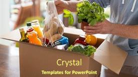  Presentation with food delivery - Slide set consisting of man-checking-his-fresh-food background and a tawny brown colored foreground