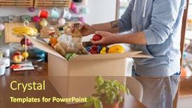  Presentation with food delivery - Theme enhanced with man-checking-his-fresh-food background and a tawny brown colored foreground