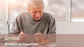  Presentation with quadcopter - Cool new slide deck with man-checking-recharge-sitting backdrop and a coral colored foreground