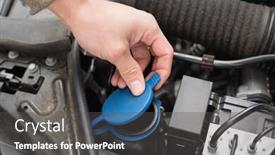  Presentation with engine - Presentation theme with man checking the engine of his car close up background and a dark gray colored foreground