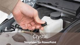  Presentation with engine - Slide set enhanced with man checking the engine of his car close up background and a gray colored foreground