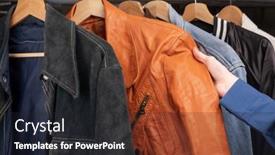  Presentation with checks - Presentation theme consisting of man-checks-orange-leather-jacket background and a dark gray colored foreground