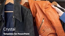  Presentation with checks - PPT theme featuring man-checks-orange-leather-jacket background and a dark gray colored foreground